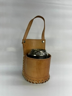 Porta mate 100% CUERO Natural