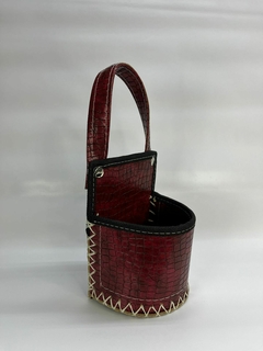 Porta mate cuerina bordo