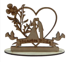 Centro de Mesa- Pareja de Bodas corazòn con palomas- - comprar online