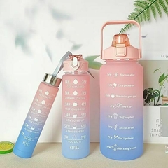KIT 3 GARRAFAS DE ÁGUA MOTIVACIONAL BOOGLEE 2 LITROS 800ML 200ML - MODERNSHOP.COM