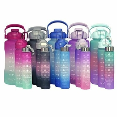 KIT 3 GARRAFAS DE ÁGUA MOTIVACIONAL BOOGLEE 2 LITROS 800ML 200ML na internet