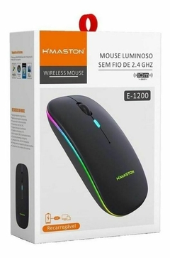 MOUSE LUMINOSO SEM FIO DE 2,4 GHZ E-1200 RECARREGÁVEL H´MASTON na internet