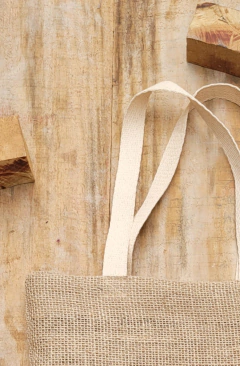Sacola de juta natural personalizada com alças de algodão 