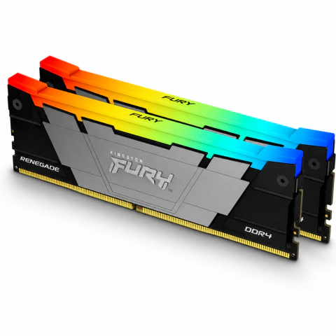 Kit Memória Kingston Fury Renegade RGB 16GB (2x8GB) DIMM, DDR4, 3600MHz, CL16, Preto - KF436C16RB2AK2/16