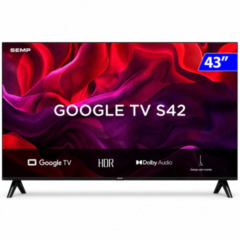 Smart TV LED 43" SEMP, Full HD, Dolby Audio, Google Cast, Android, Wi-Fi, Preto - 43S42