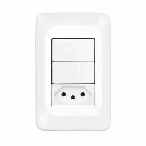 2 INTERRUPTORES SIMPLES + TOMADA 2P + T 4X2 10A 250V ~ PIAL POP