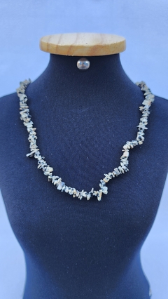 Colar cascalho pedra natural Dálmata Jasper - comprar online