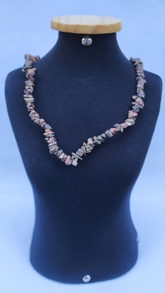 Colar Cascalho Pedra Natural Jasper Leopardo