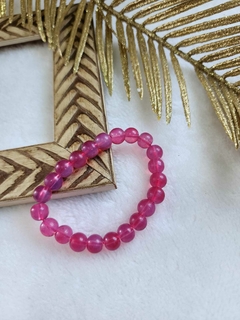 Pulseira Pedra Rosa Translúcida