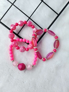 Trio Pulseiras Rosa Pink
