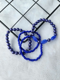 Quarteto de Pulseiras Elegância Azul