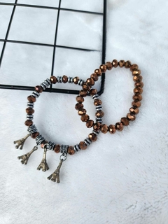 Conjunto Chic Parisiense: Dupla de Pulseiras em Cristal com Pingentes Encantadores