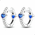 Brinco Argola Coração Zircônia Azul Prata 925