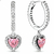 Brinco Argola Pingente Coração Rosa Zircônia Prata 925