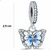 Berloque Charms Pingente Borboleta Encanto Azul Prata 925 - Difinity