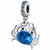 Berloque Pingente Carangueijo Murano Azul Mar Prata 925