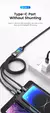 Cable de carga rápida transparente 3 en 1, 100w, tipo C, Usb, 6A - comprar online