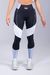 CALÇA LEGGING COM CÓS DUAS CORES E VIVO (PRETO COM DETALHES AZUL CLARO E BRANCO) - comprar online