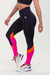 CALÇA LEGGING COM CÓS TRANSPASSADO (PRETO COM DETALHES ROSA E LARANJA) - comprar online