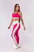 CALÇA LEGGING COM CÓS V E FAIXA LATERAL (ROSA COM DETALHES OFF-WHITE)