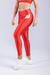 CALÇA LEGGING COM RECORTE DIAGONAL (VERMELHO COM DETALHES NUDE) - comprar online