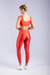 CALÇA LEGGING COM RECORTE DIAGONAL (VERMELHO COM DETALHES NUDE) - JS MODA FITNESS