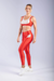 CALÇA LEGGING COM RECORTE DIAGONAL (VERMELHO COM DETALHES NUDE) - loja online