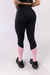CALÇA LEGGING COM RECORTE E CÓS TRANSPASSADO (PRETO COM DETALHES ROSA CLARO E OFF-WHITE) na internet