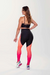CALÇA LEGGING LISA COM RECORTE ESTAMPA DIGITAL NA COXA (PRETO COM DETALHES ORANGE GRADIENT) - JS MODA FITNESS
