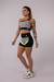 SHORT COM RECORTES CONTRASTANTES (PRETO COM DETALHES CINZA E AMARELO) - JS MODA FITNESS