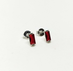 Aros Pasantes Cristal Rojo Plata 925 - Exodo