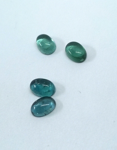 TURMALINA VERDE-AZUL 4 CABUJONES GEMA NATURAL C39 - Exodo