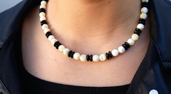COLLAR NACAR Y DONAS DE OBSIDIANA NEGRA ACERO 316L