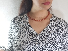 COLLAR AGATAS CORNALINAS 8mm CON CUARZO CRISTAL - comprar online