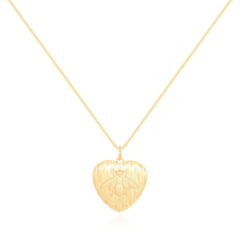 Colar coração com abelha Semijoia Banhado Ouro 18K