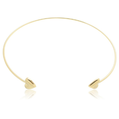 Colar Choker Aro com Coração Liso Semijoia Banhado Ouro 18K