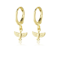 Conjunto Brinco, Colar e Pulseira Espírito Santo Semijoia Banhado Ouro 18K