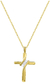 Small 10 Karat Yellow Gold Natural Round-Cut Diamond Accent 3 Stone Cross Pendant with an 18 Inch Chain