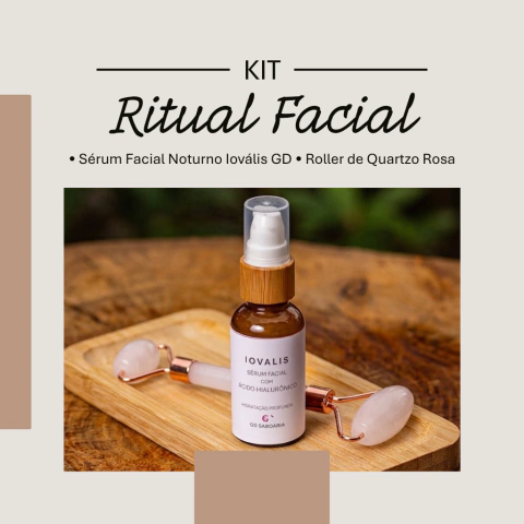 Sérum Facial Iovális GD kit com Roller de Quartzo Rosa