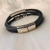 Pulseira Aço e Couro Preto - Linha Masculina - comprar online