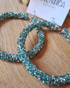 Aros Glitter Celeste - comprar online