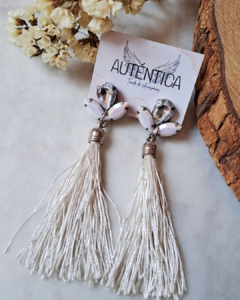 Aros Flecos y Gemas Blancas - comprar online