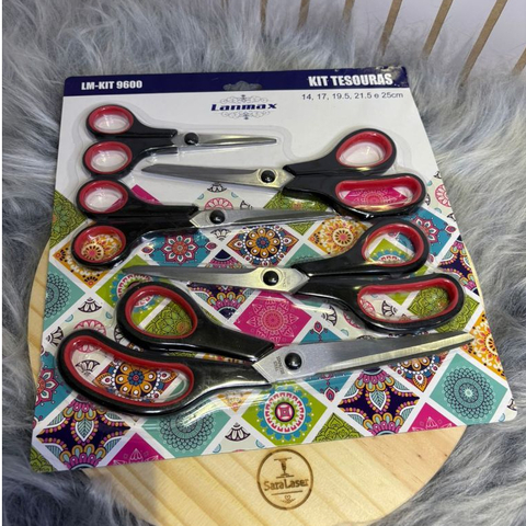 Kit com 5 Tesouras Lanmax | Corte Preciso para Artesanato, Costura e Uso Diário