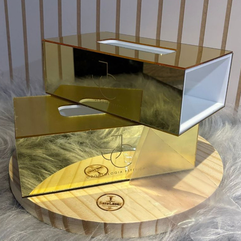 Porta luvas bancada em acrílico espelhado personalizado