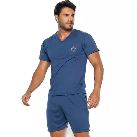 Pijama Masculino Adulto Curto Verão Manga Curta e Short - comprar online