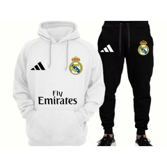 Conjunto Moletom Real Madrid Blusa + Calça Abrigo Premium Inverno Lançamento 2024 Champions Time Europeu