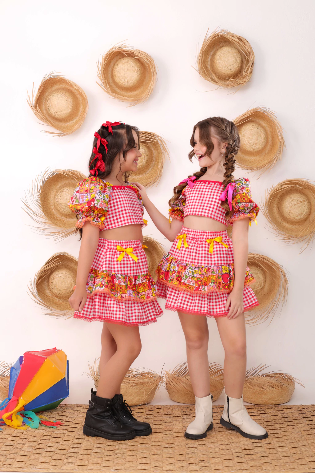 Conjunto Caipira Xadrez Vermelho