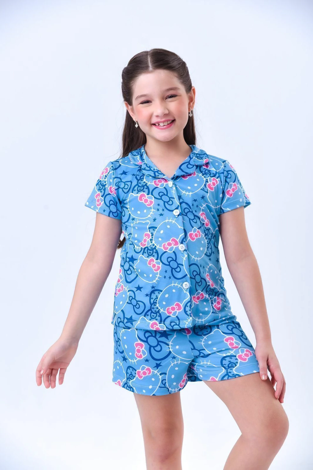 Pijama Hello Kitty Laço Azul