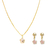 Conjunto trevo cristal rosa claro