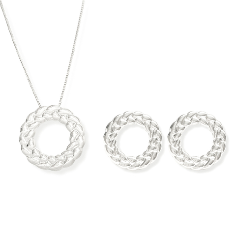 Conjunto redondo trabalhado prata